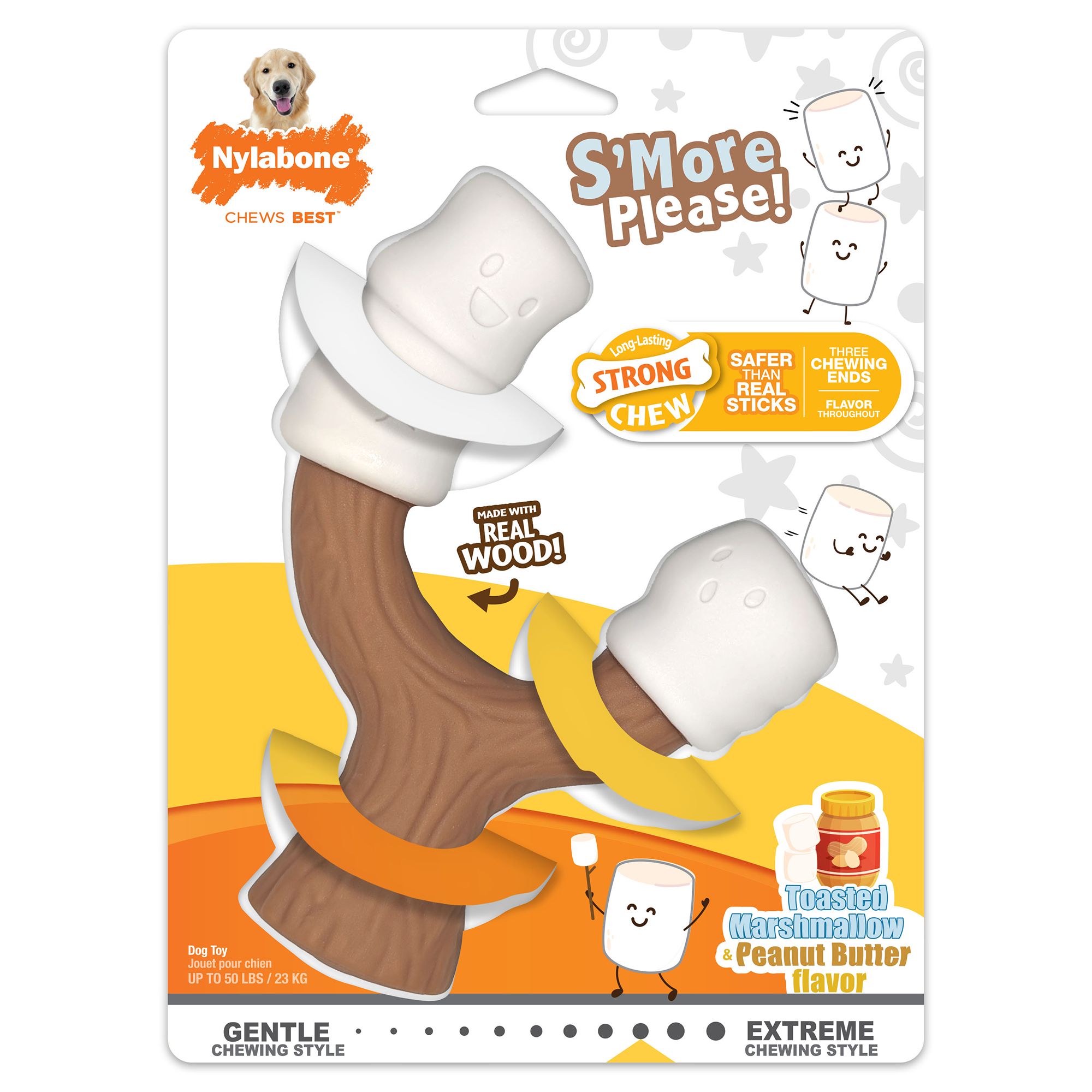 Nylabone Chew Marshmallow Stick Dog Toy in Brown/White, Size: Small/Medium | PetSmart