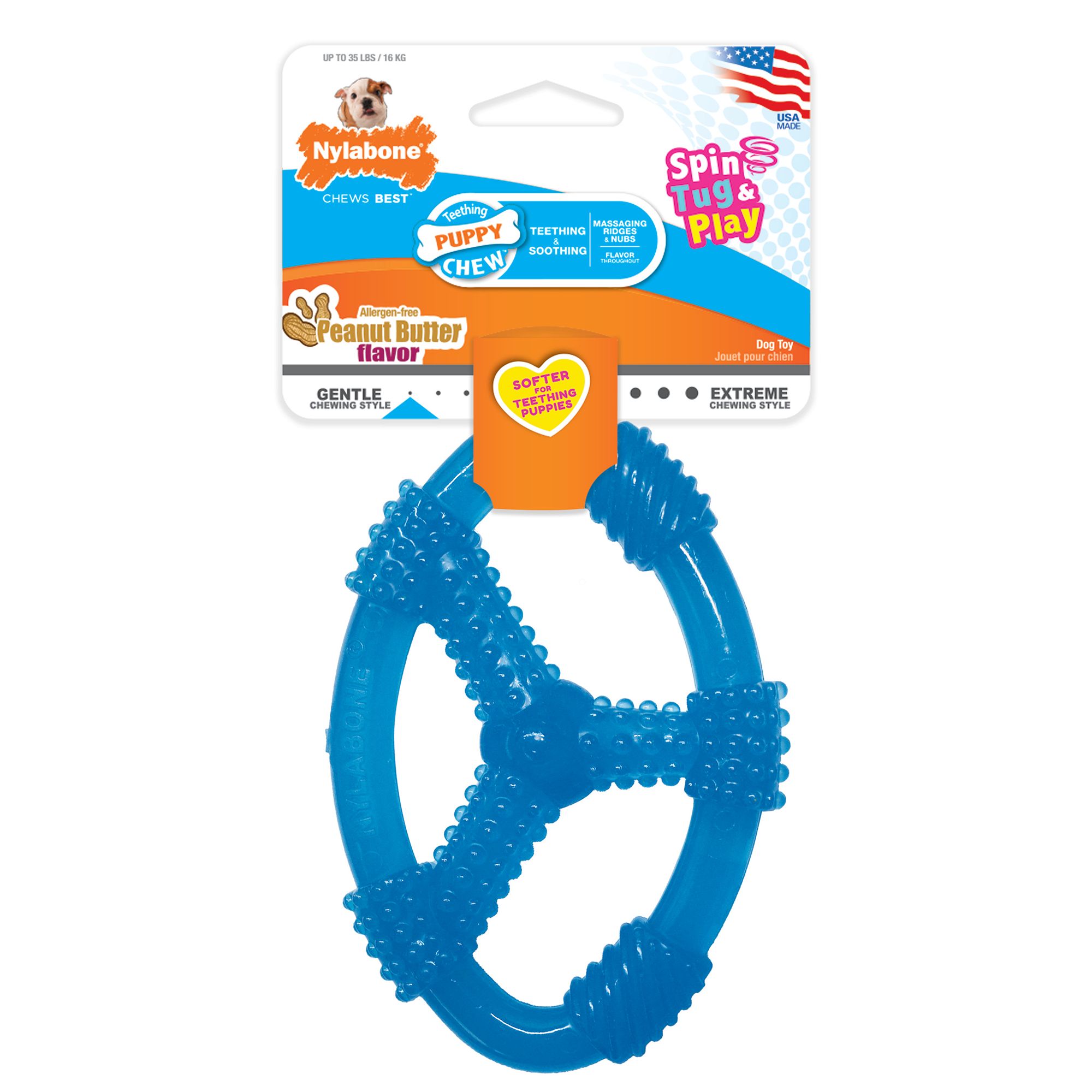 Nylabone Puppy Oval Ring Chew Dog Toy in Blue, Size: Small | PetSmart
