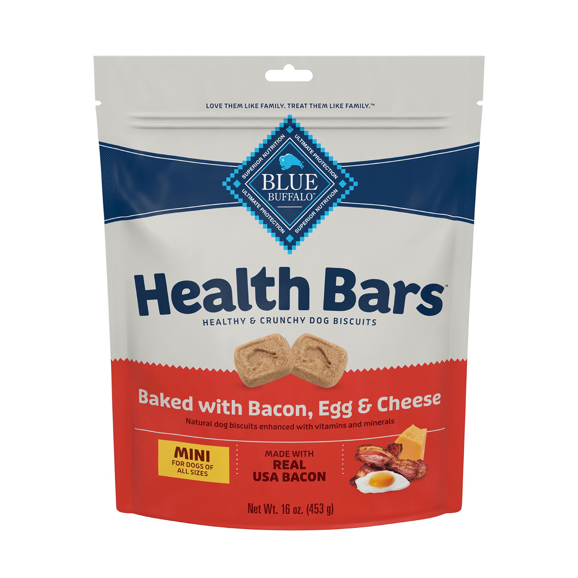 Blue Buffalo Mini Health Bars 16 OZ, Flavor: Real Bacon, Cheese | PetSmart