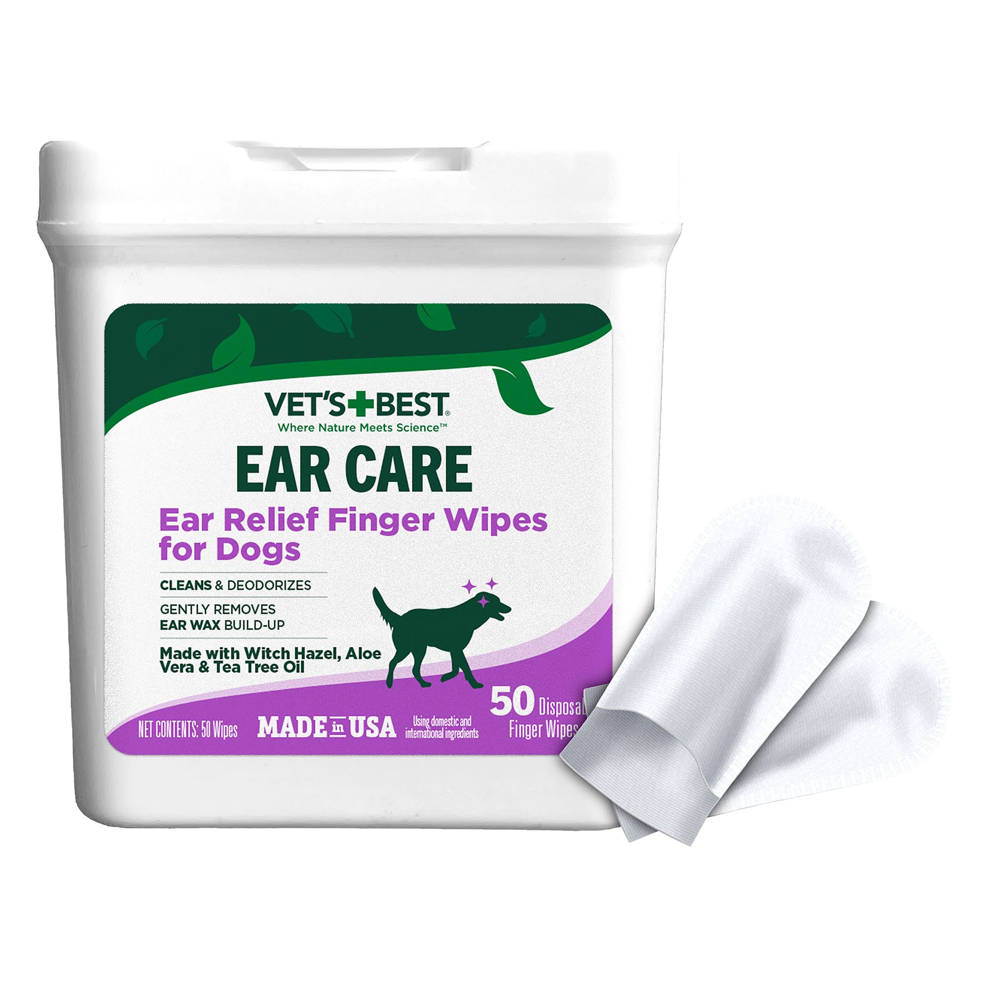 Vet's Best Ear Care Ear Relief Finger Wipes for Dogs - 50 count (50 Count)