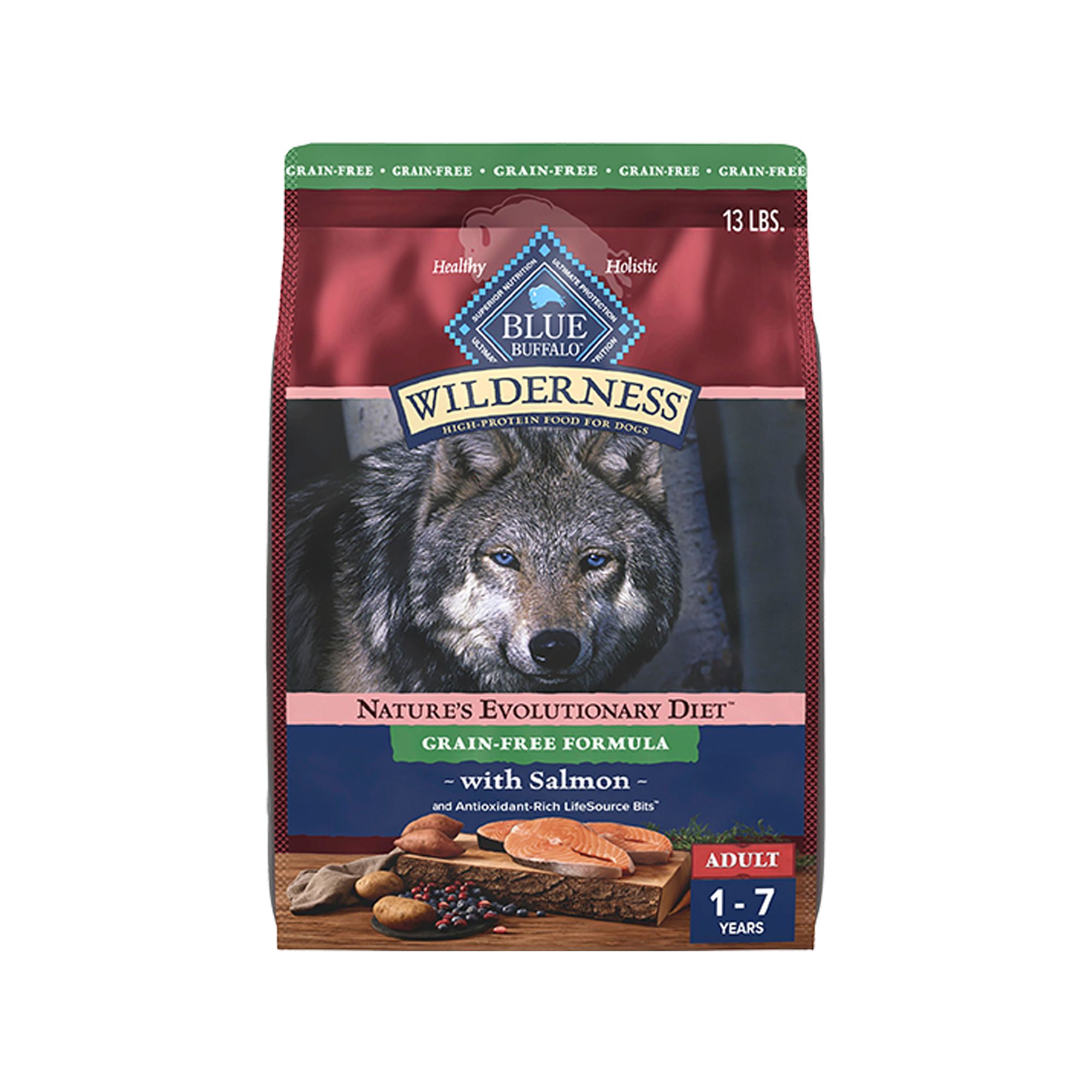 Blue Buffalo Wilderness Nature's Evolutionary Diet Adult Dog Dry Food - Grain Free, Salmon, Size: 13 lb | PetSmart