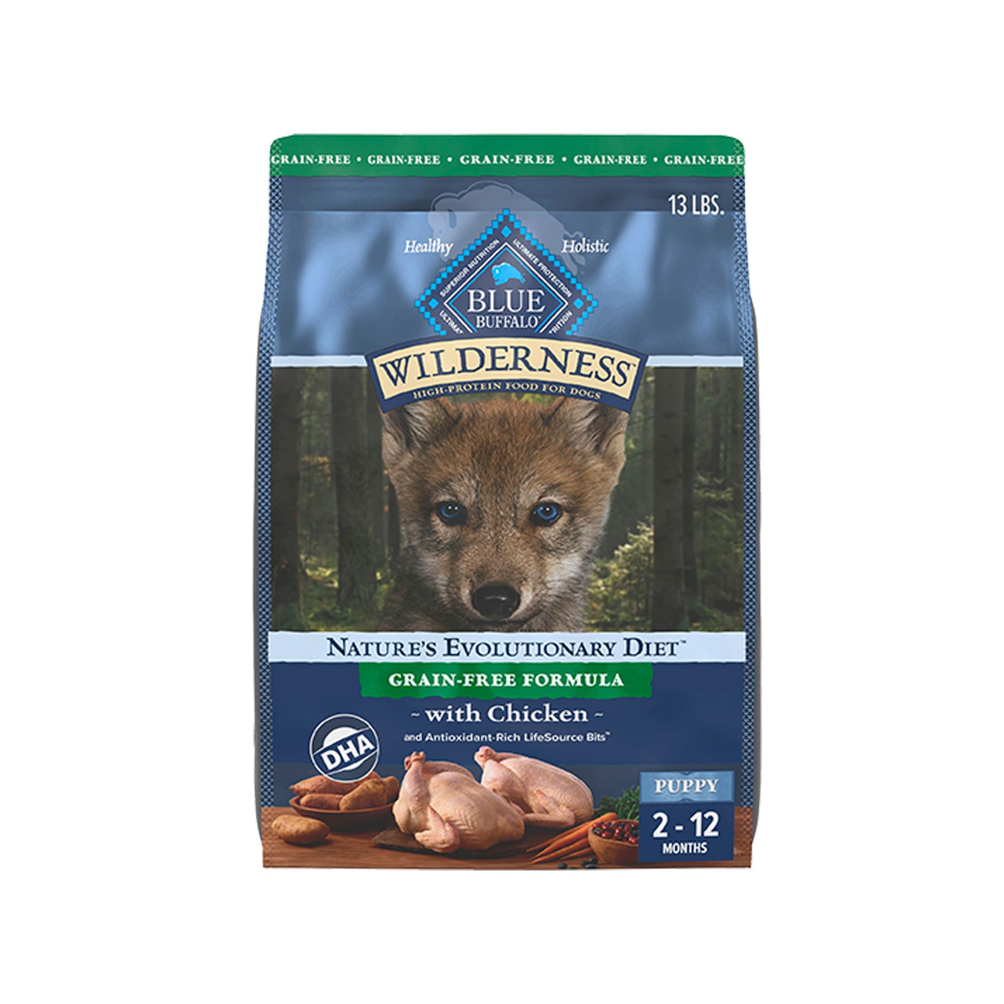 Blue Buffalo Wilderness Nature's Evolutionary Diet Puppy Dry Dog Food - Grain Free, Chicken, Size: 13 lb | PetSmart