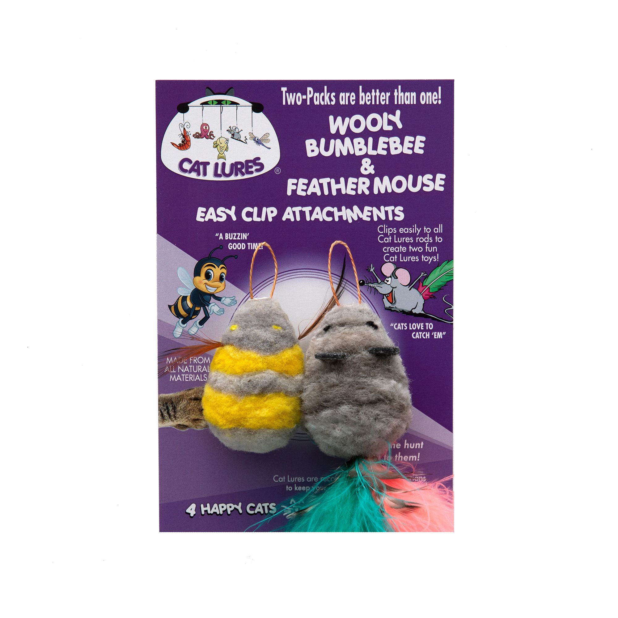 Cat Lures Wooly Bumble Bee and Mouse Attachement Toy, 2 PK, Size: Count | PetSmart