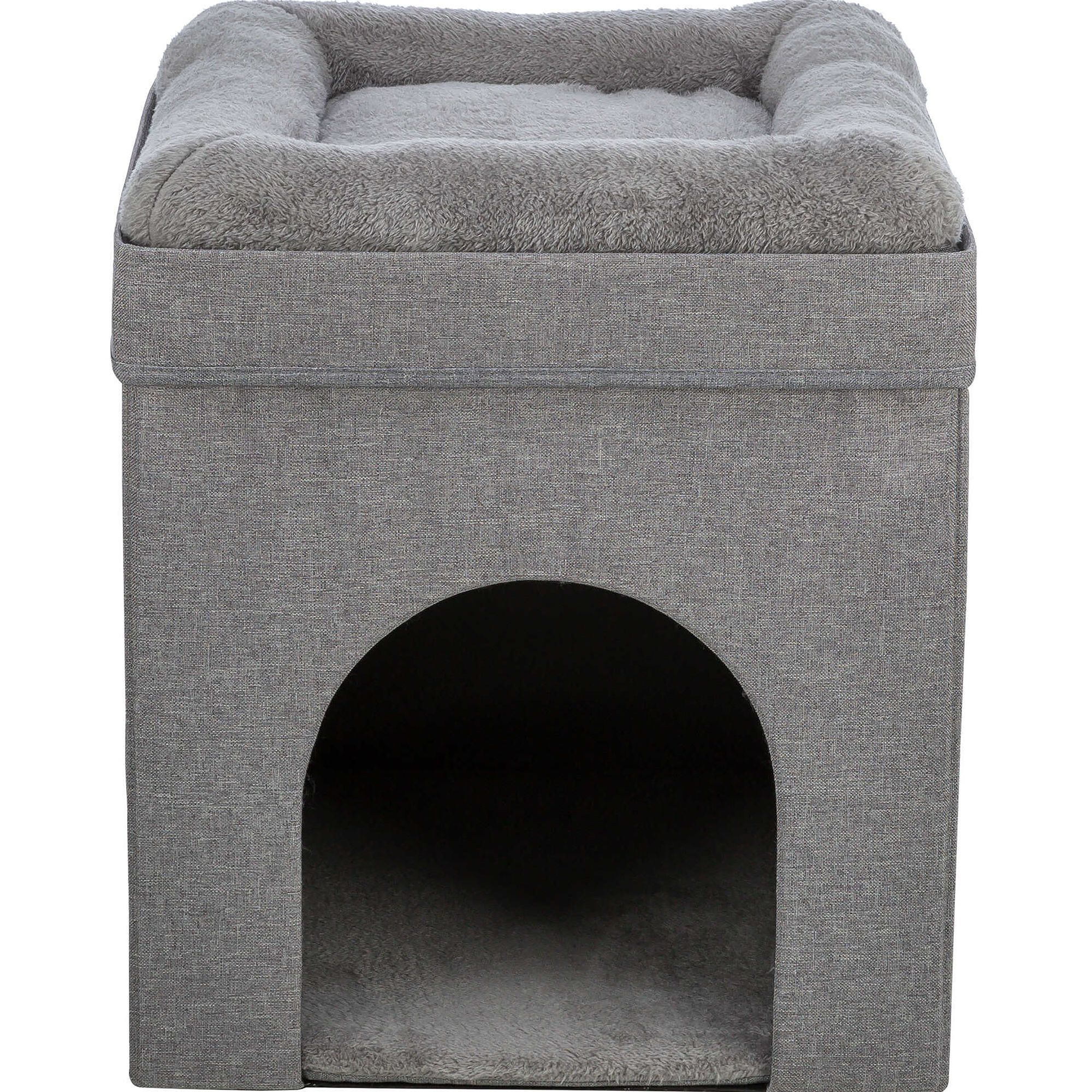 TRIXIE Crazy Cube Stackable 1-Story Indoor Cat Condo, House with Scratching Pad, Gray in Grey | PetSmart