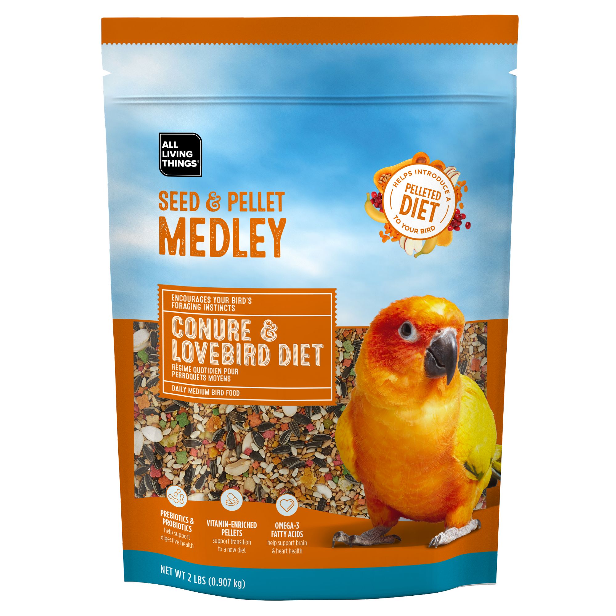 All Living Things® Conure & Lovebird Diet - Seed & Pellet Medley (2 Lb)