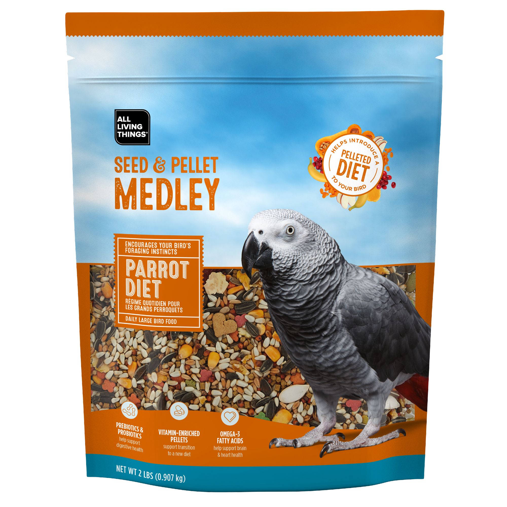 All Living Things® Parrot Diet - Seed & Pellet Medley (2 Lb)