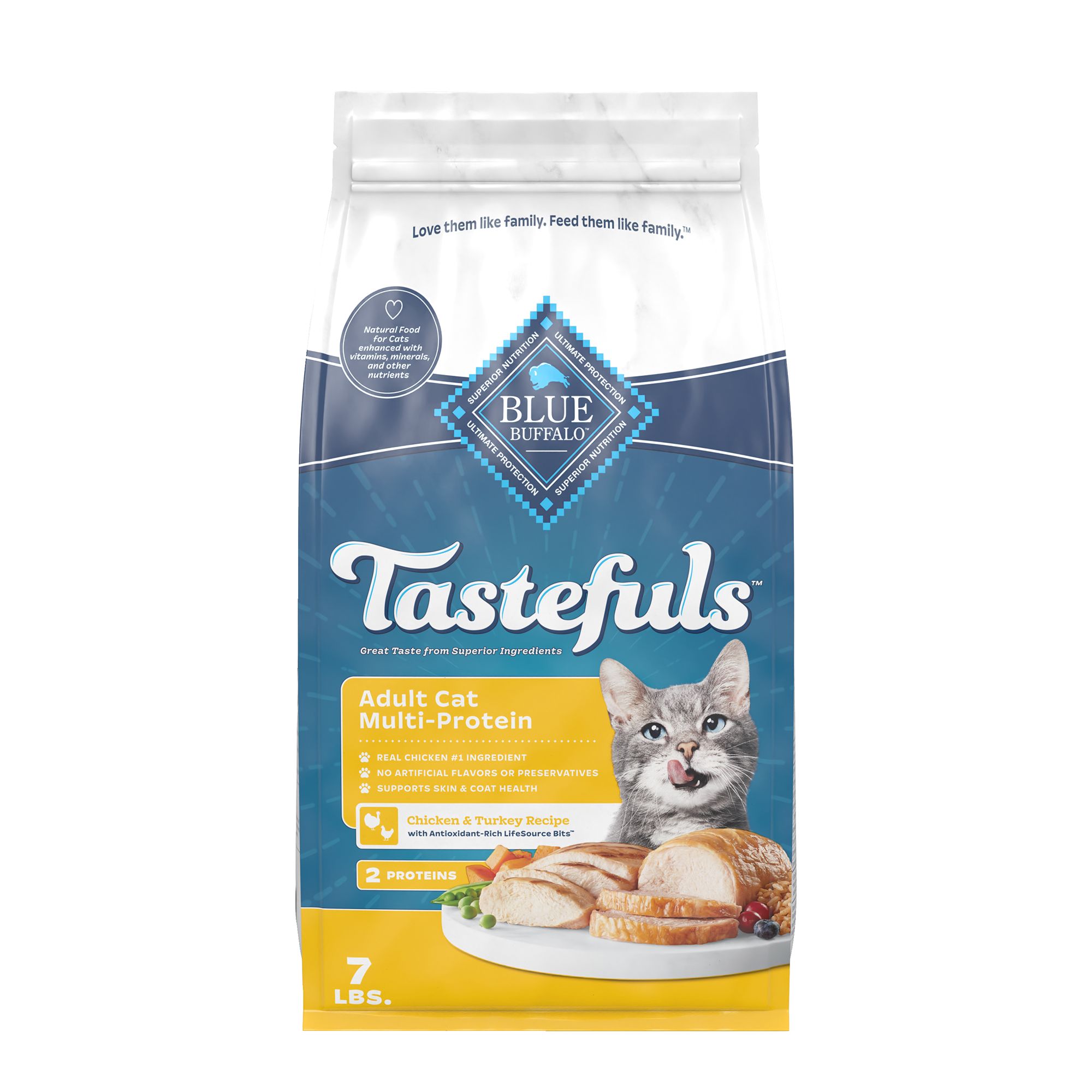 Blue Buffalo Tastefuls Multi-Protein Adult Dry Cat Food - Chicken and Turkey, Size: 7 lb | PetSmart
