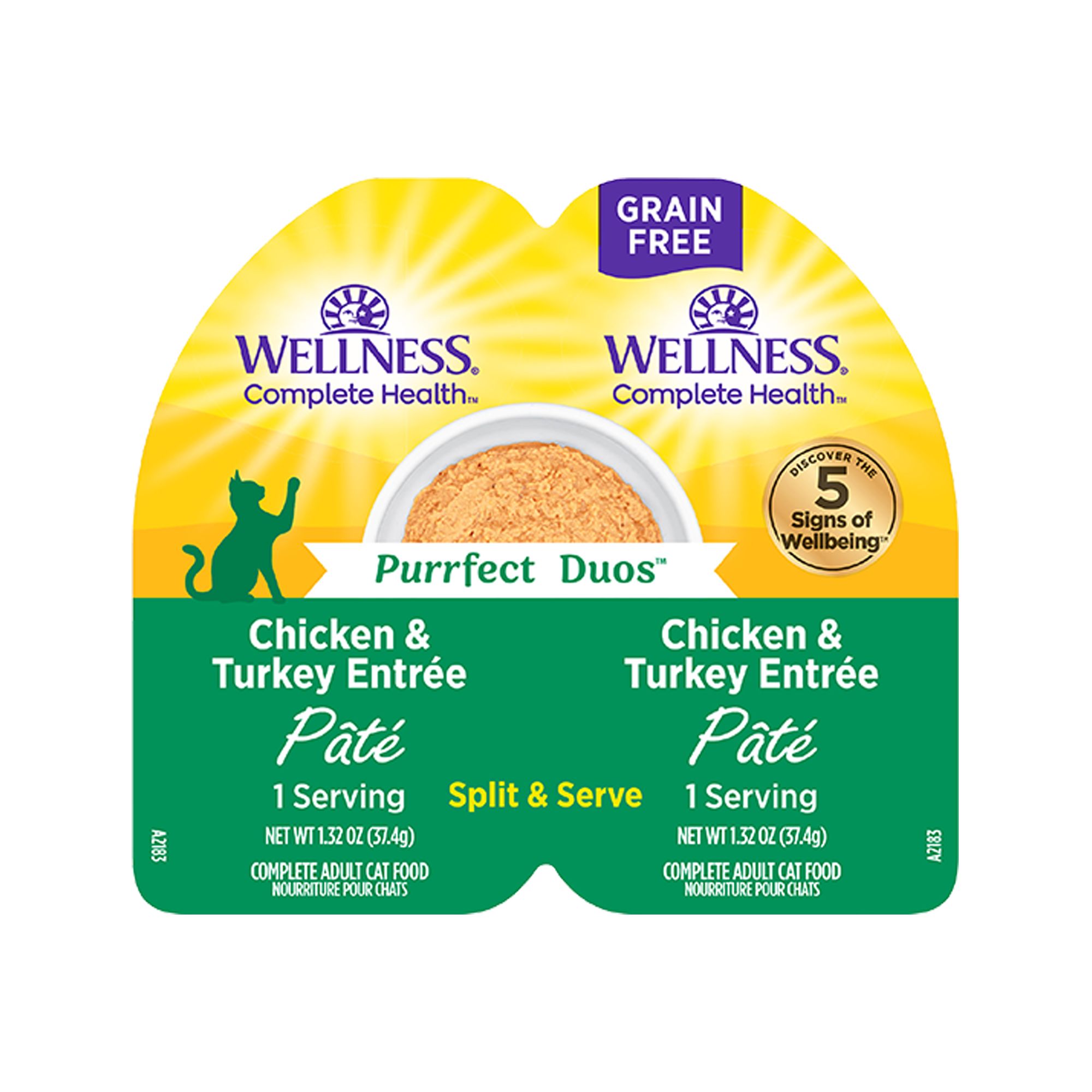 Wellness® Purrfect Duos Adult Cat Wet Food - Grain Free, Pate, 2.64 Oz (2.64 oz)