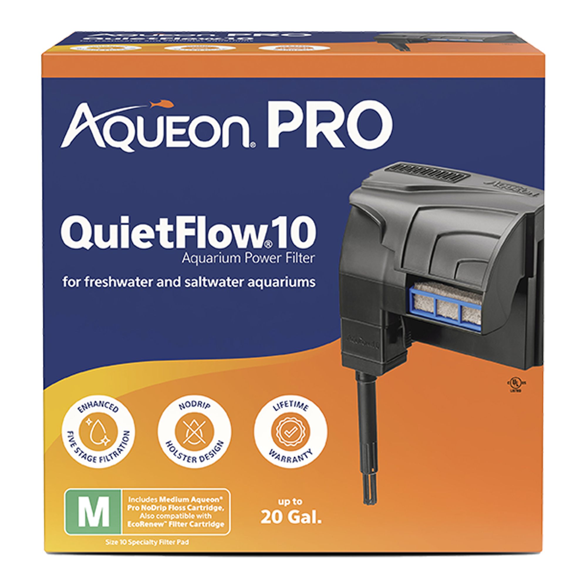 Aqueon® QuietFlow® PRO Aquarium Power Filter (up to 20 gal)