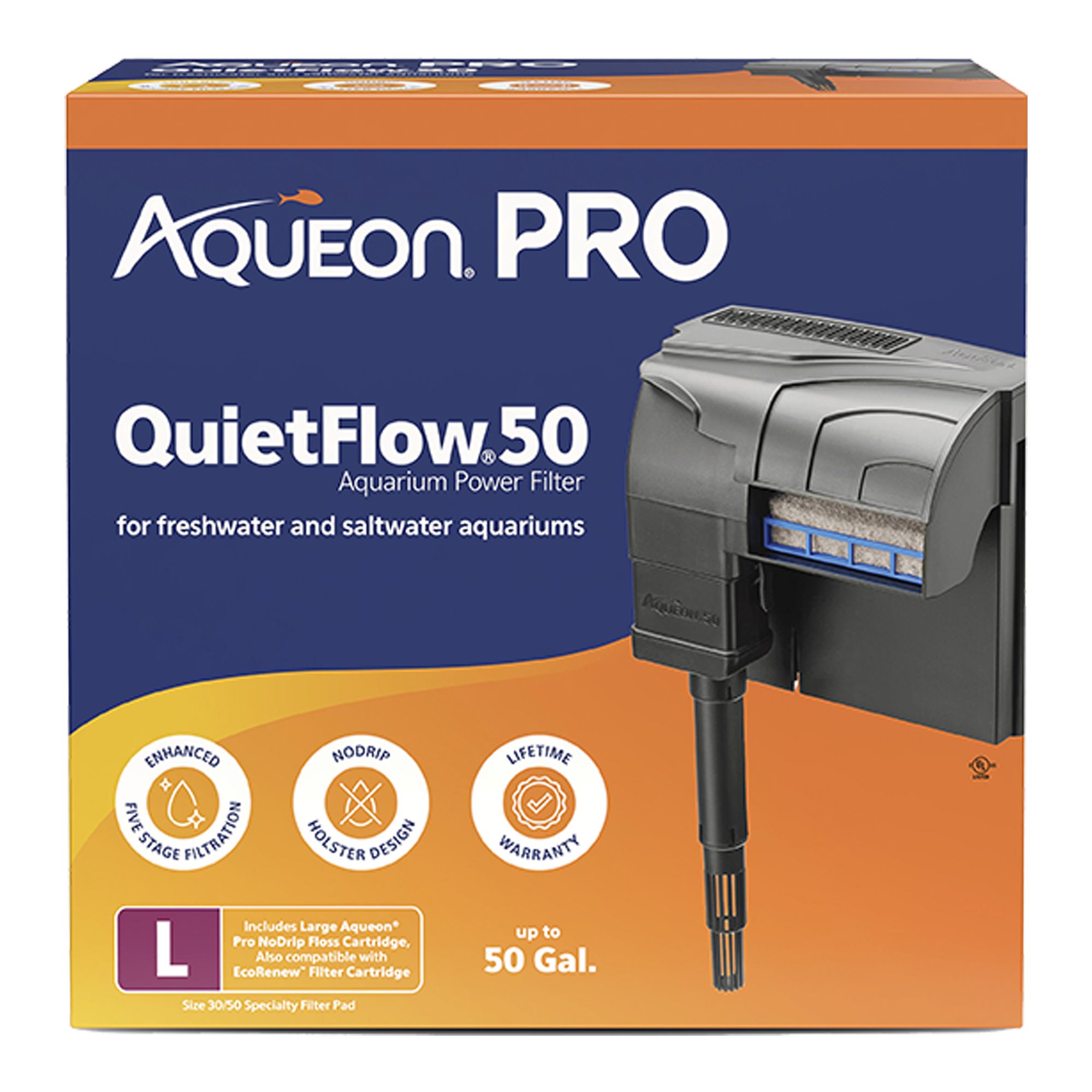 Aqueon® QuietFlow® PRO Aquarium Power Filter (up to 50 gal)