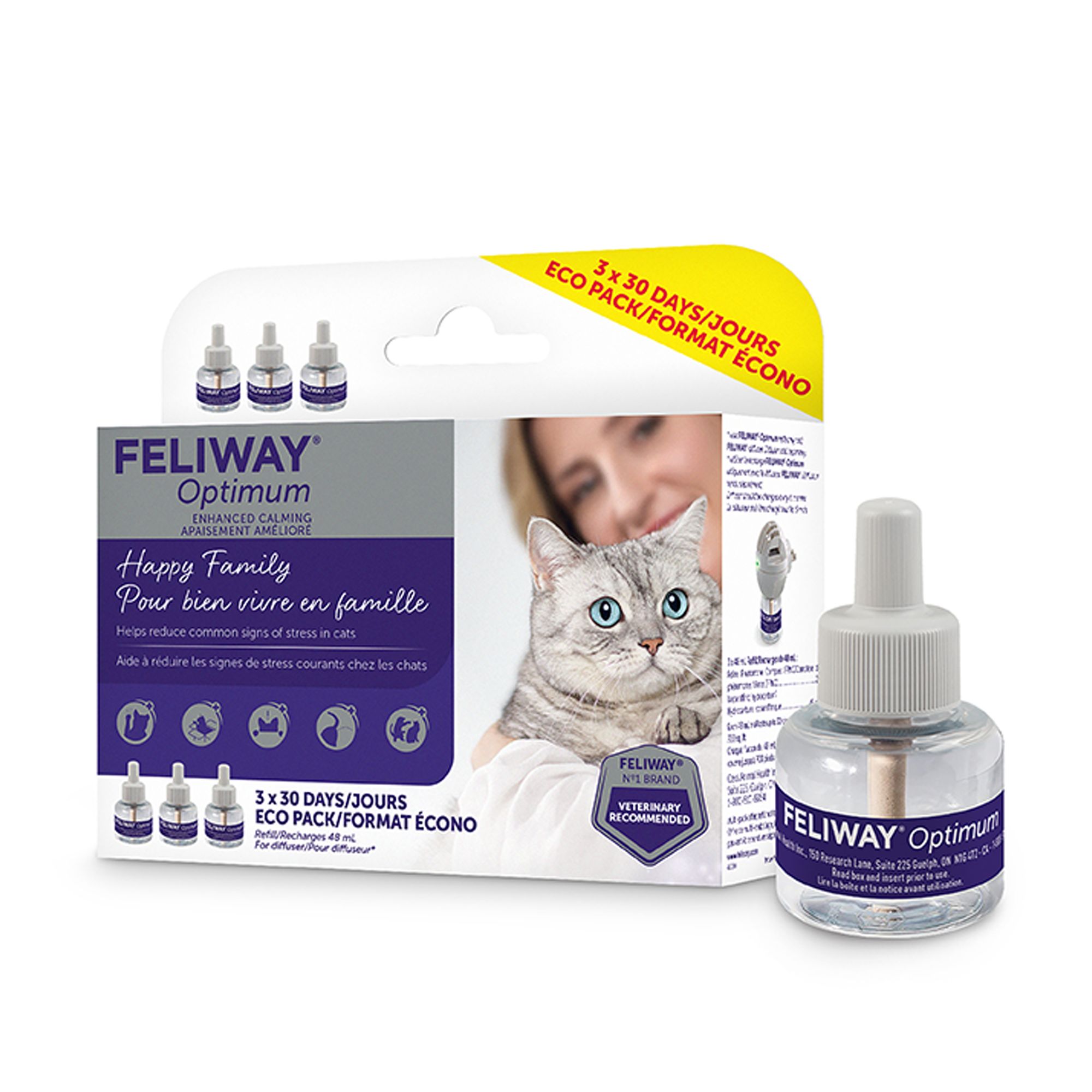 FELIWAY Optimum Diffuser Refills for Cats - 3 PK  (3 x 30 Day Refill) (3 Count)