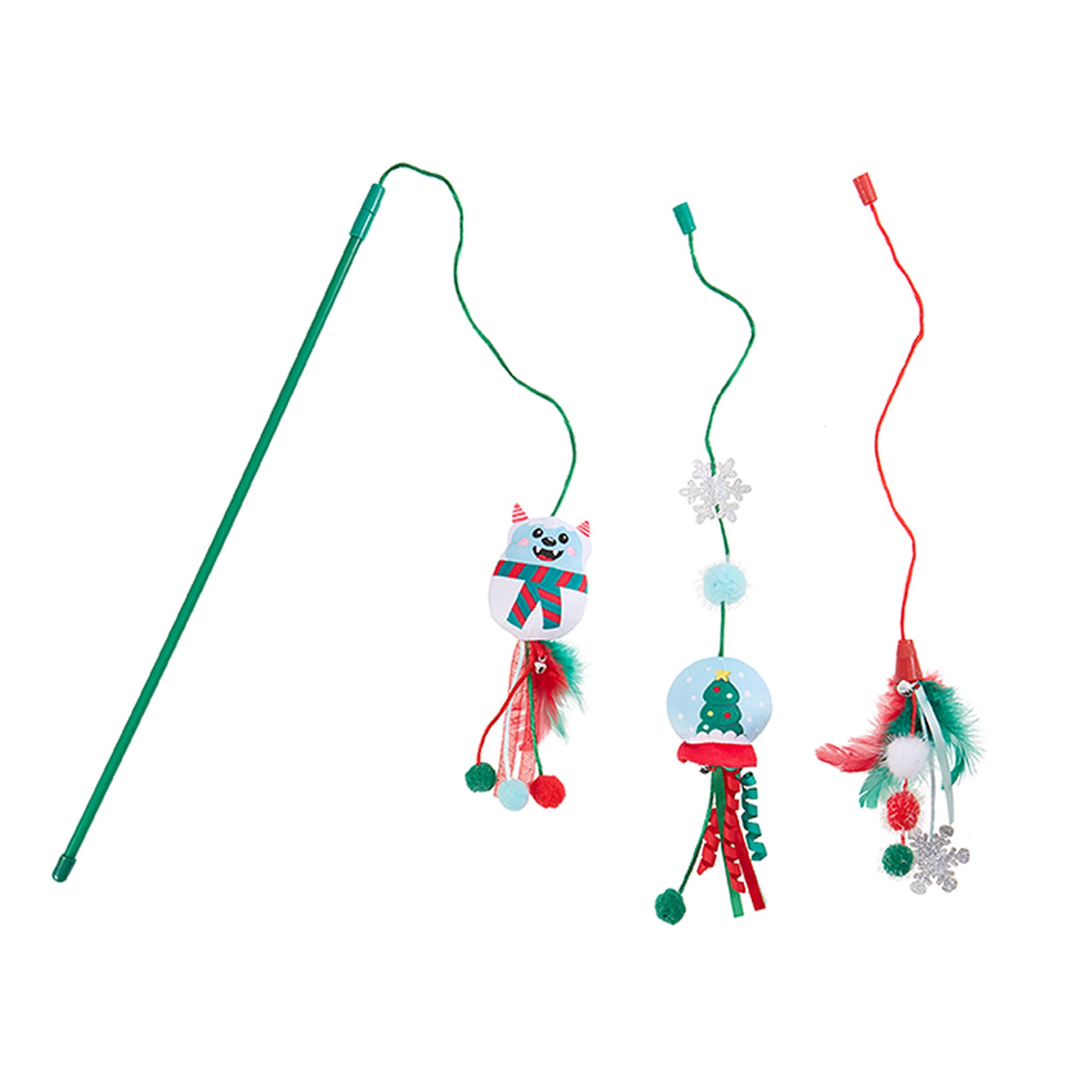 Merry & Bright 3-Pack Plush Teasers in Red/Green | PetSmart