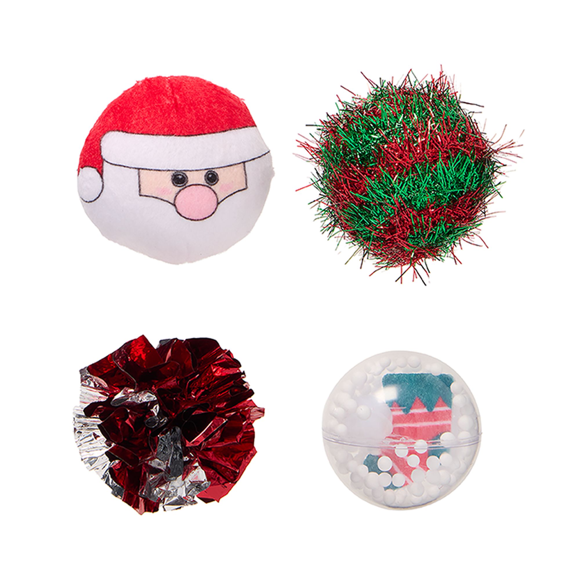 Merry & Bright Cat Toys Crinkle, 4 Pack in Red/Green | PetSmart