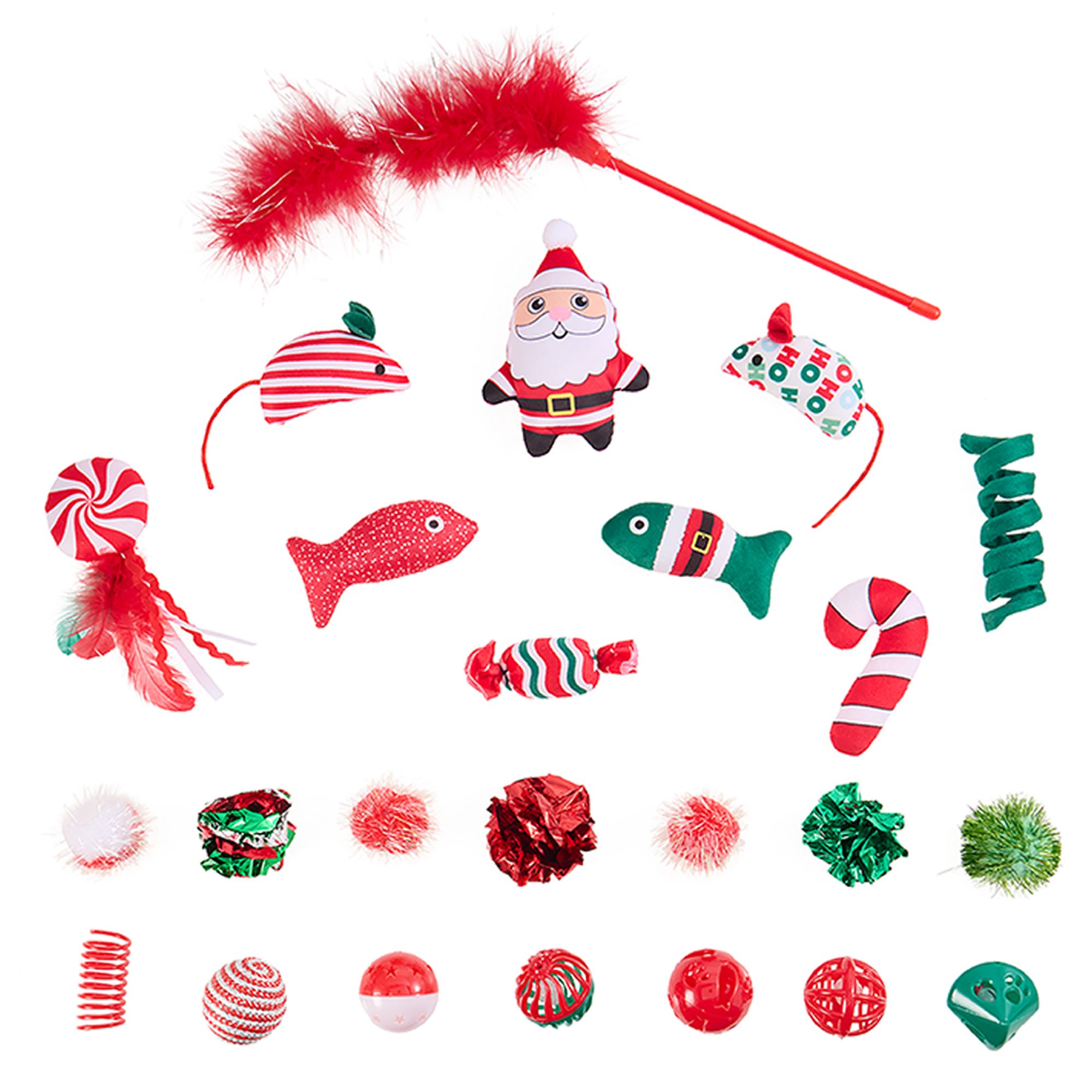 Merry & Bright 24-Pack Assorted Toys in Red/Green | PetSmart