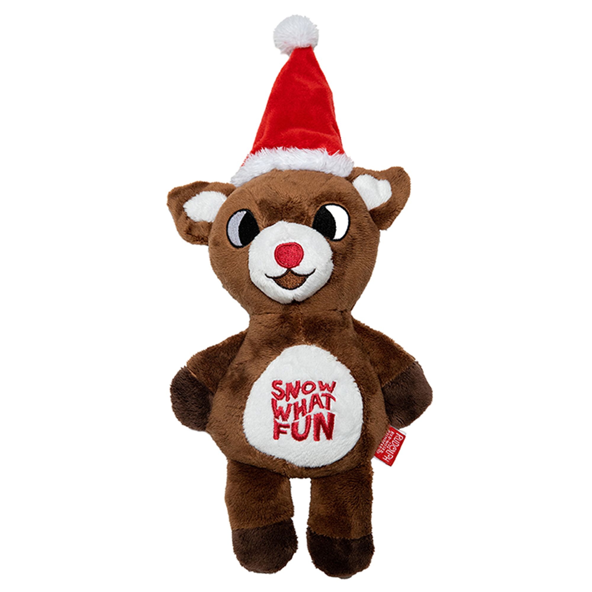 Licensed Brand Rudolph Plush Snow Much Fun Dog Toy in Brown | PetSmart