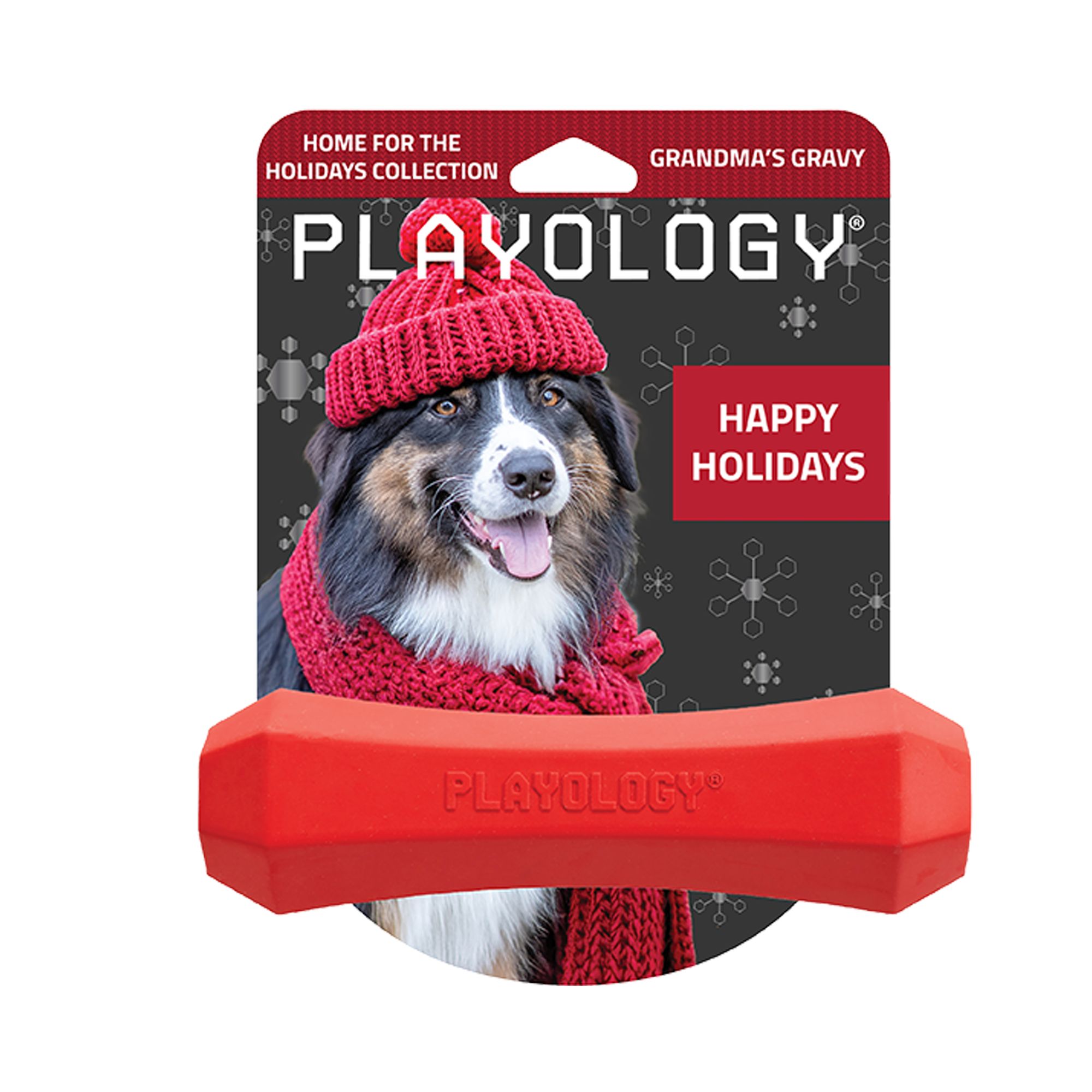 Playology Holiday Grandma's Gravy Scented Squeaky Chew Stick Dog Toy, Medium in Red | PetSmart
