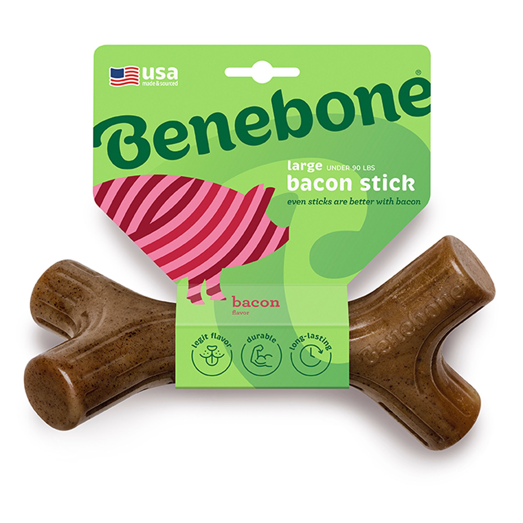 Benebone Bacon Stick Chew Toy, Size: Large | PetSmart