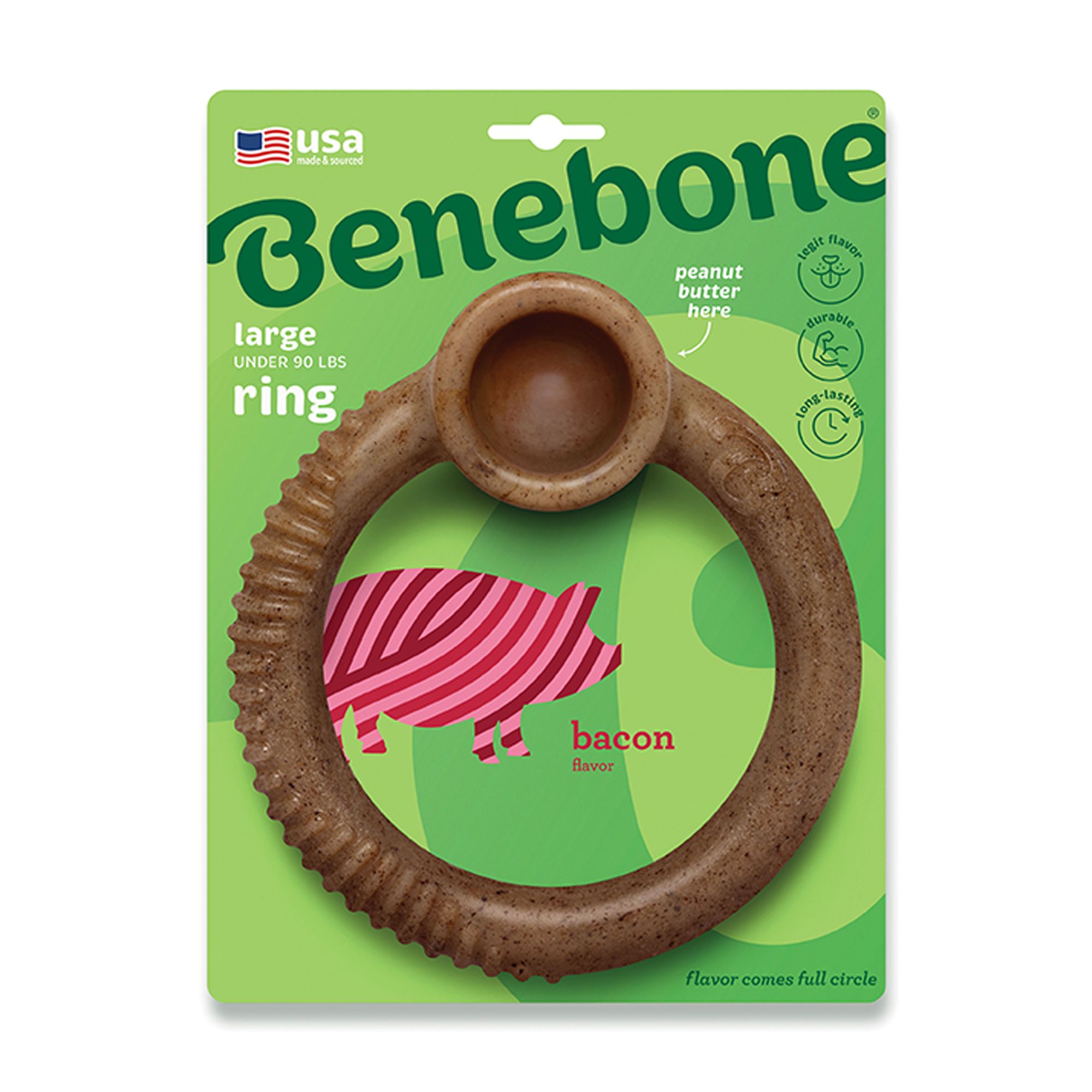 Benebone Ring Shape Dog Chew Toy Bacon Flavor, Size: Large | PetSmart