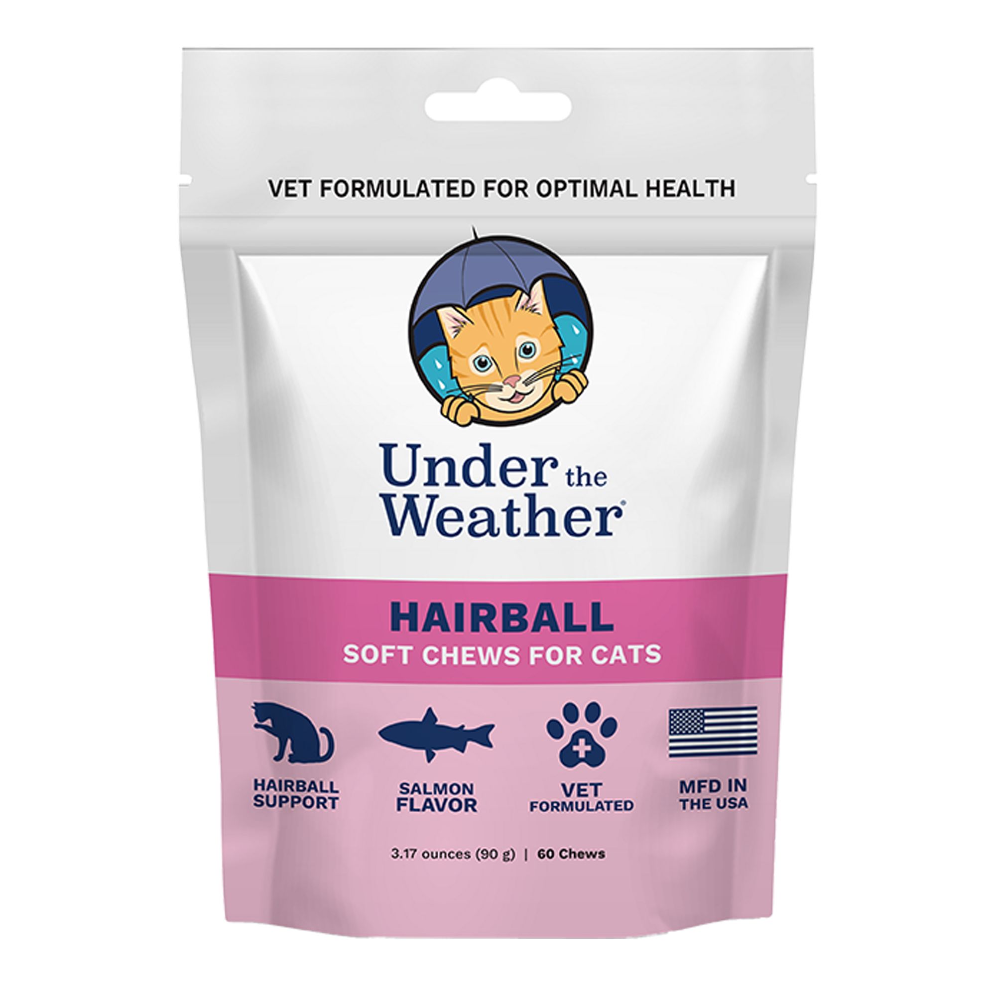 Under the Weather Hairball Soft Chews for Cats - Salmon, 60 chews (90 g)