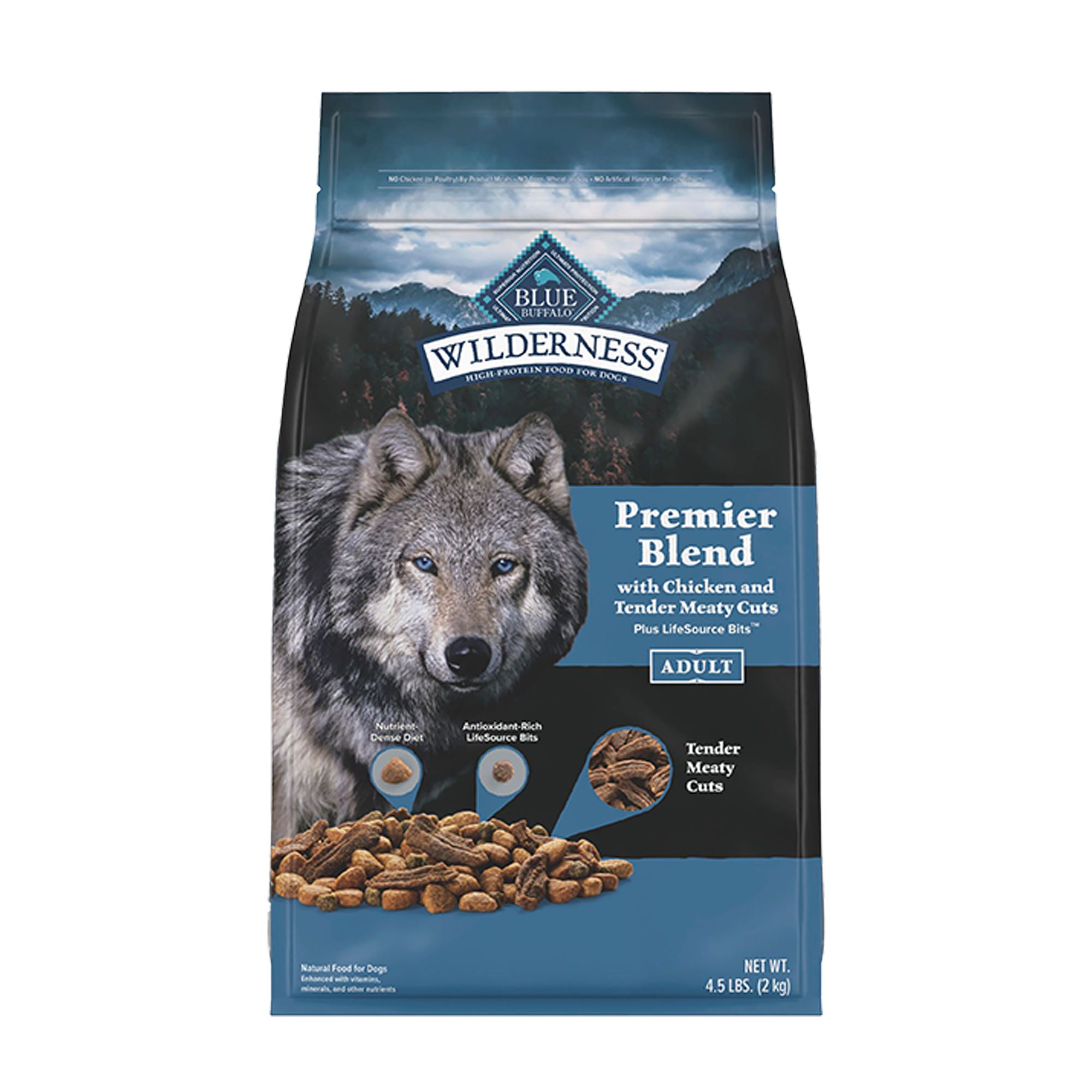 Blue Buffalo Wilderness Premier Blend Natural Adult Dry Dog Food - with Meaty Cuts, Chicken, Size: 4.5 lb | PetSmart
