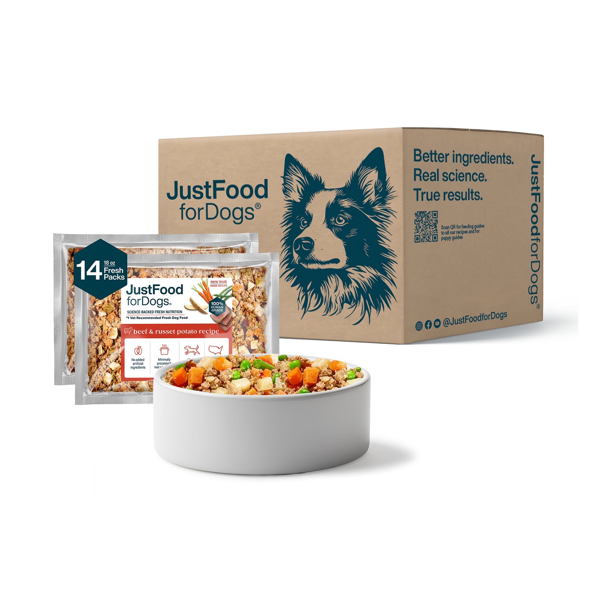 JustFoodForDogs All Life Stages Frozen Dog Food - Multipack, 14 Count 18 oz, Adult, Flavor: Beef | PetSmart Size: 15.75 lb Green