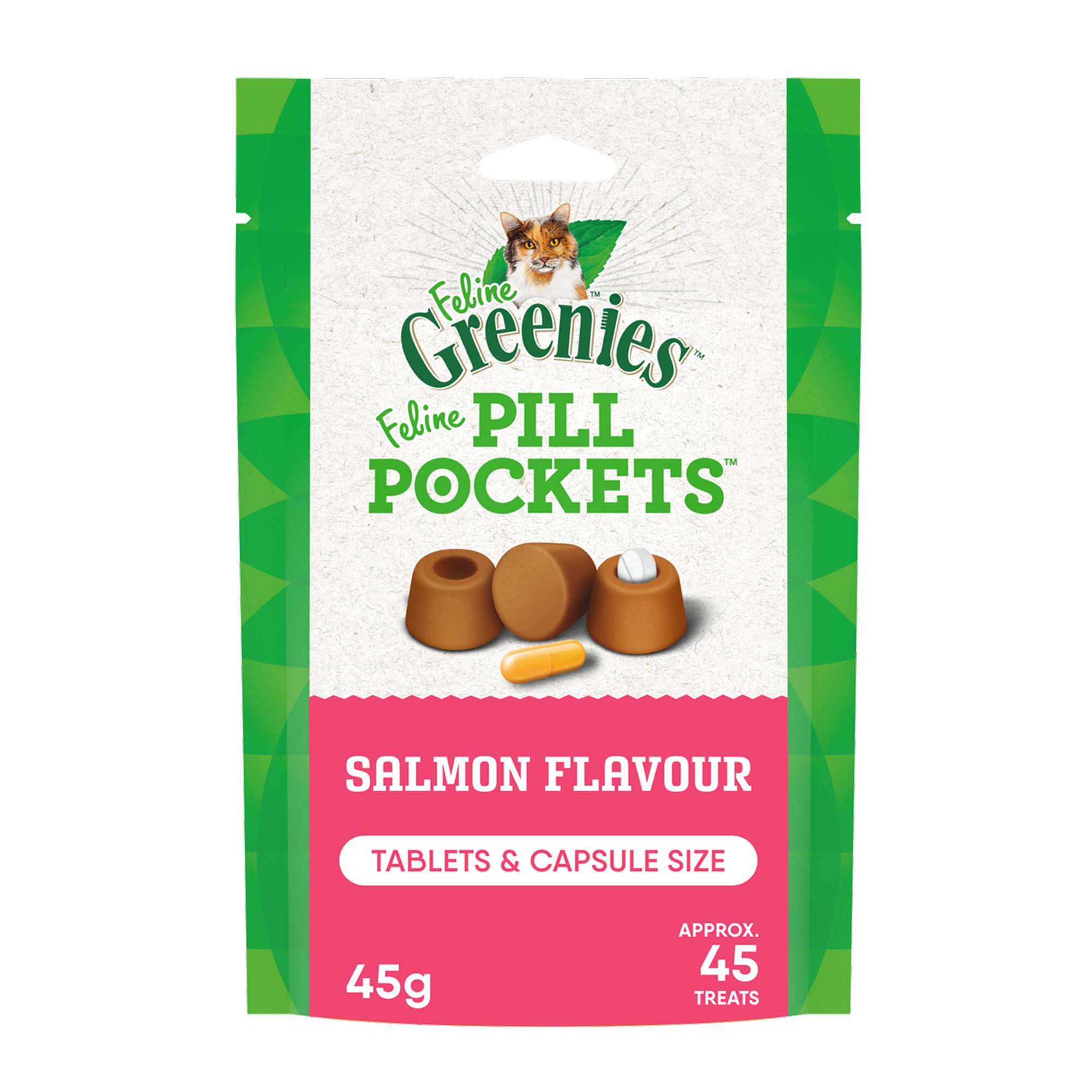 Greenies Feline Pill Pockets Cat Treats - Salmon (45 Count)