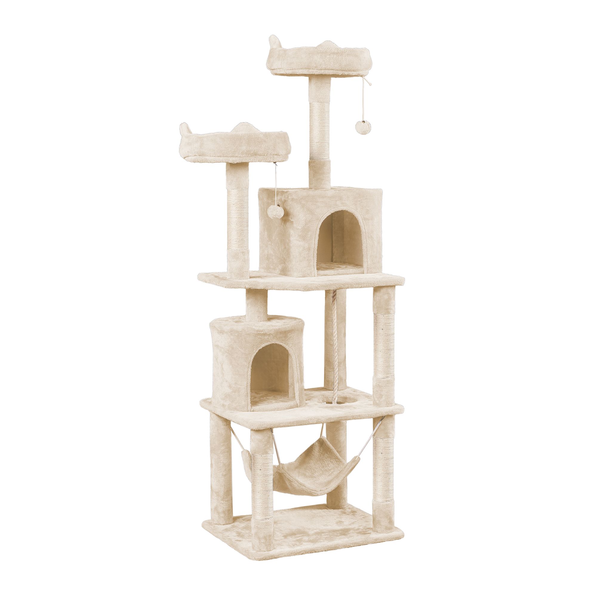 Yaheetech Cat Multi-Level Tree with 2 Condos - 71.5 in Beige | PetSmart