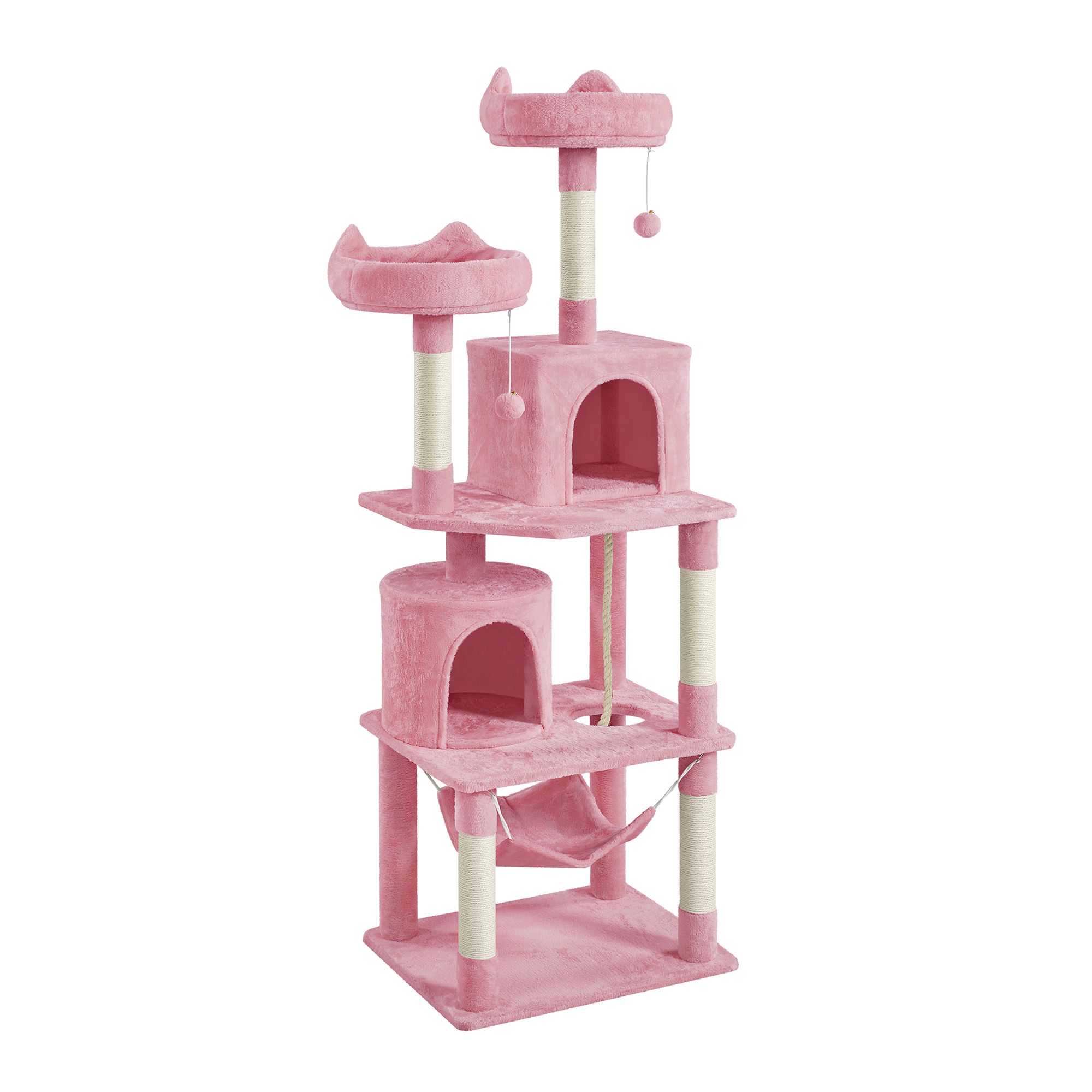 Yaheetech Cat Multi-Level Tree with 2 Condos - 71.5 in Pink | PetSmart