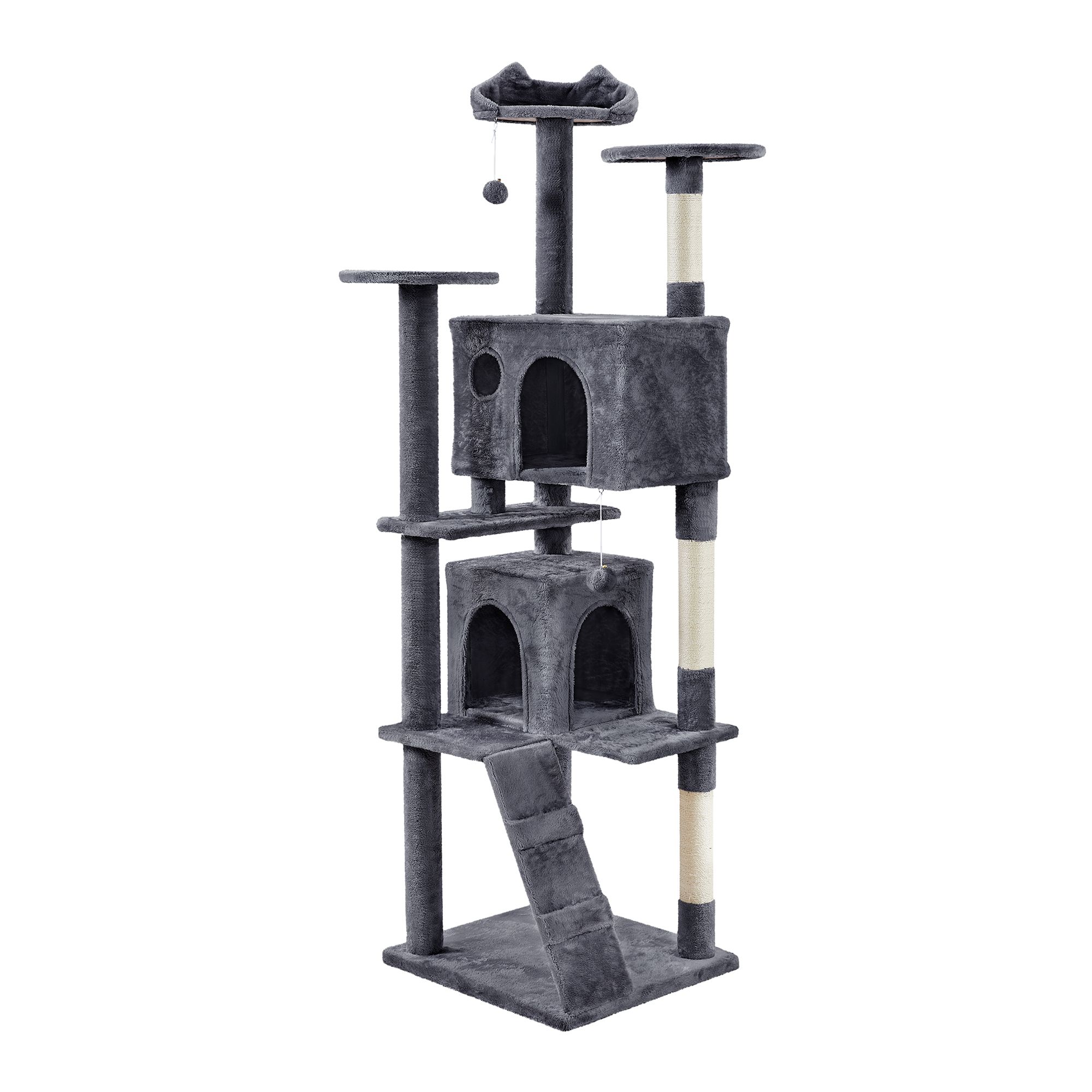 Yaheetech Cat Tree Condo with Stracthing Pads - 80 in Dark Grey | PetSmart
