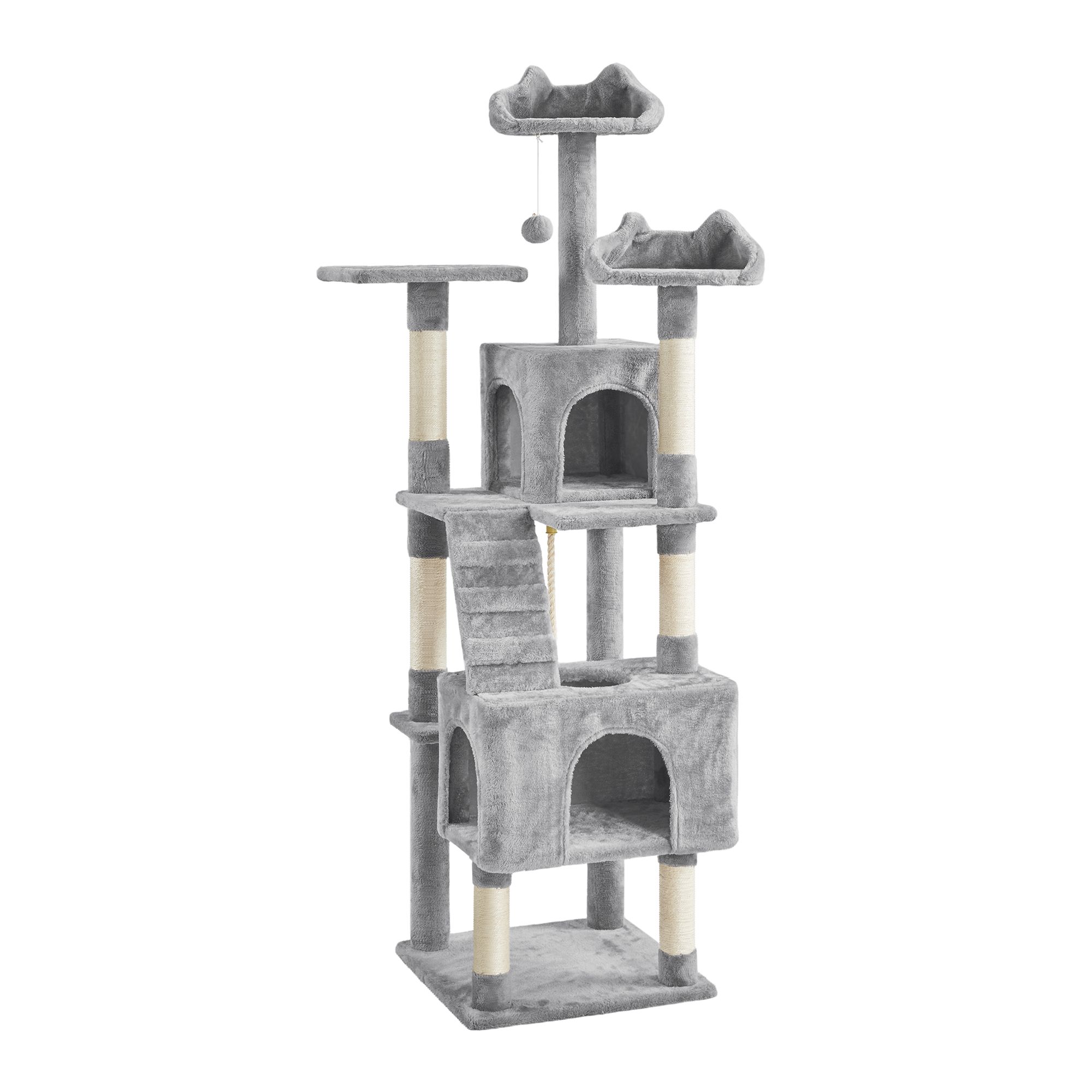 Yaheetech Cat Deluxe Multi-Level Tree Tower with Condos - 72 in Light Grey | PetSmart