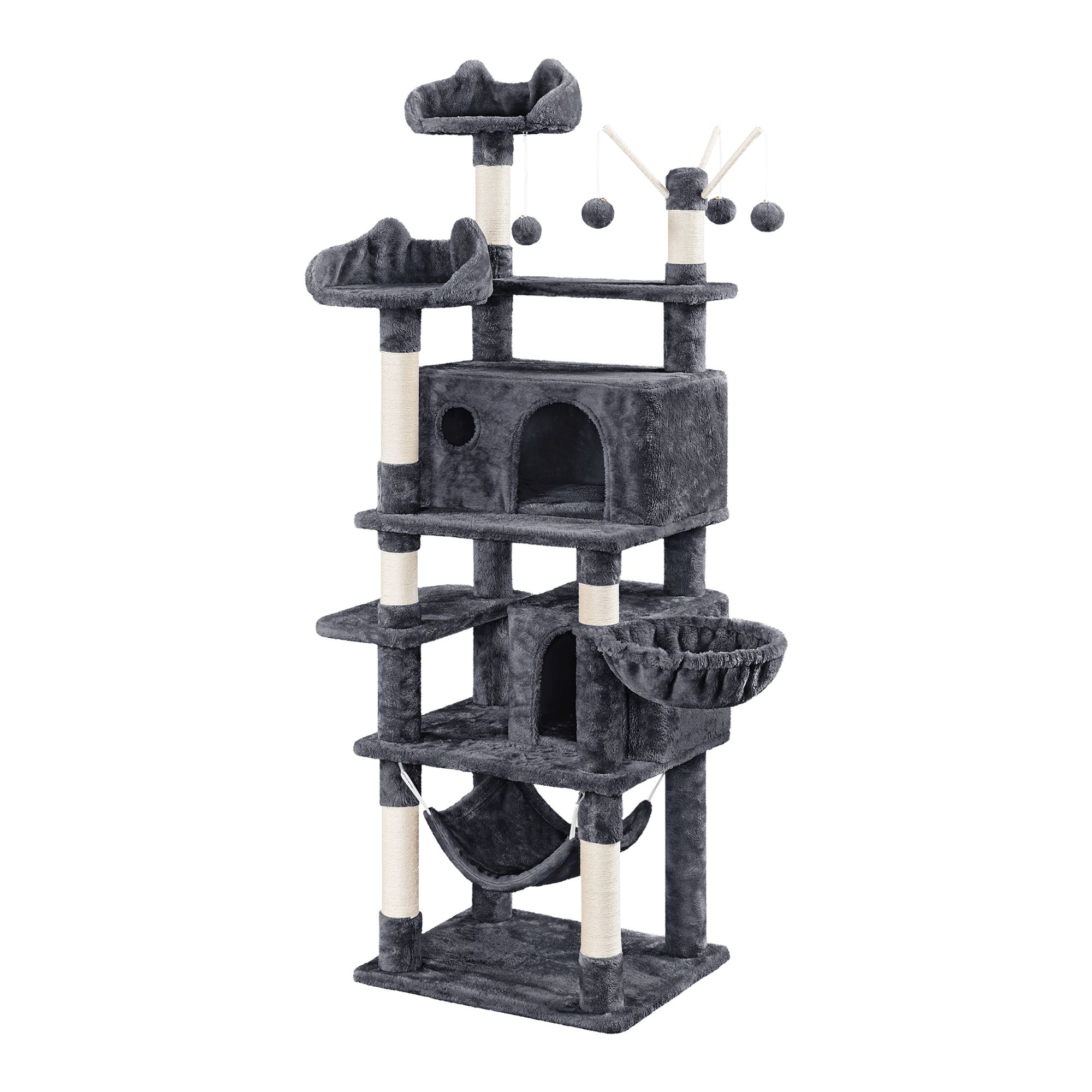 Yaheetech Cat Multi-Level Play House - 66 in Dark Grey | PetSmart