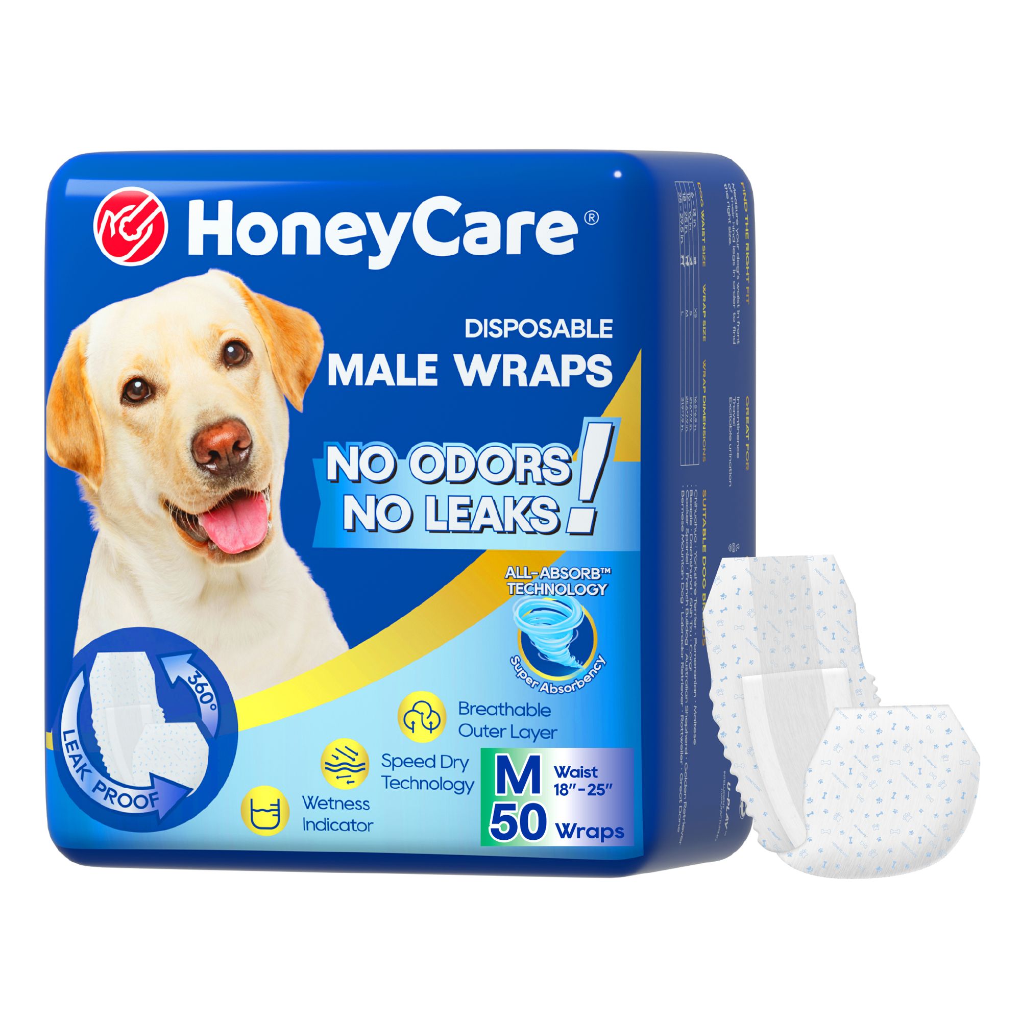 Honey Care All Absorb Disposable Male Dog Wrap W/ Speed Dry Technology - 50 Count | PetSmart