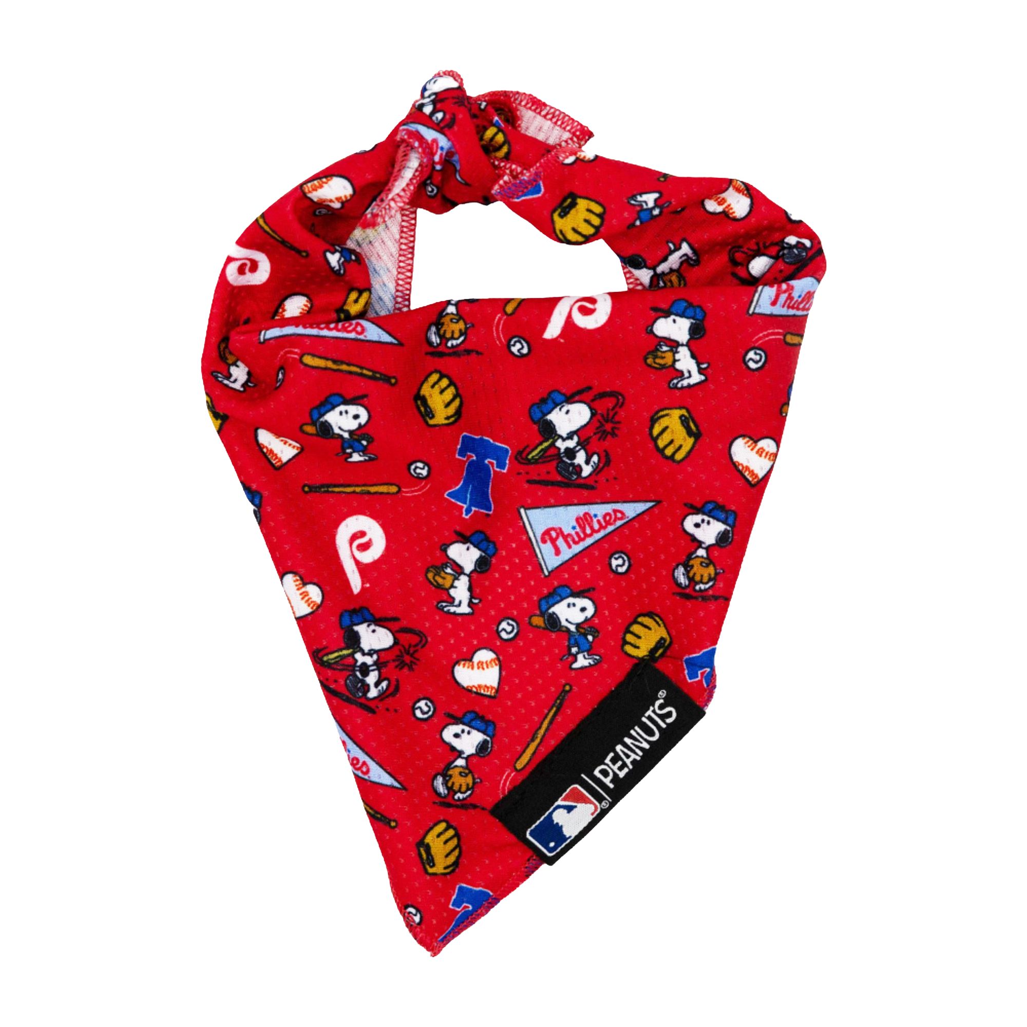 Sassy Woof Mlb; X Peanuts; Philadelphia Phillies Dog Bandana, Size: Large | PetSmart