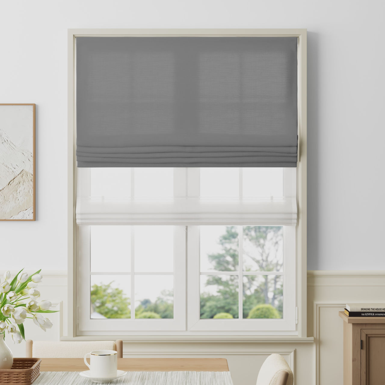 Sera Linen Day Night Roman Shade Cordless