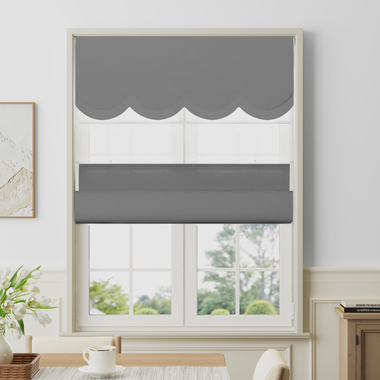 Sera Linen Valanced Day Night Roman Shade