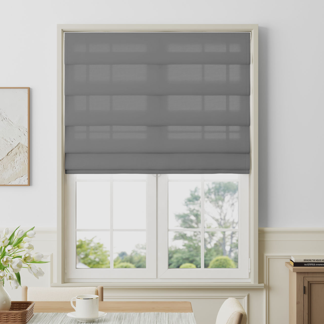 Sera Linen Deco Fold Roman Shade