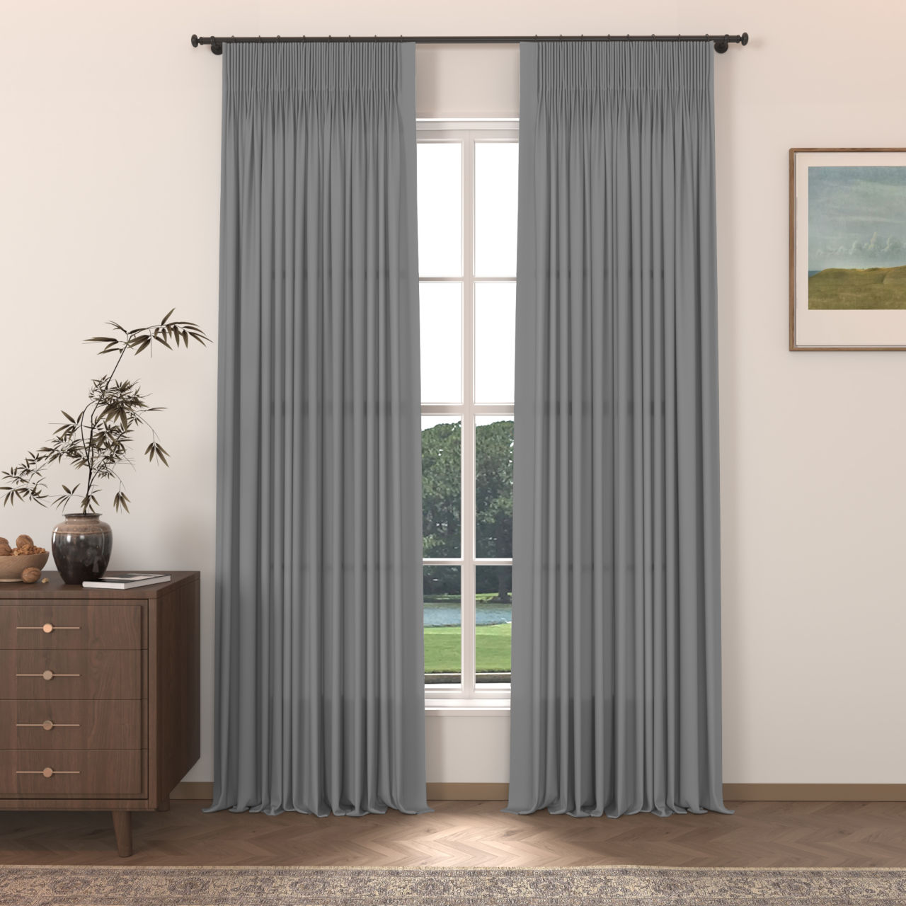 Aria 100% Linen Pencil Pleat Curtain