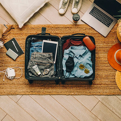 A suitcase open and packed