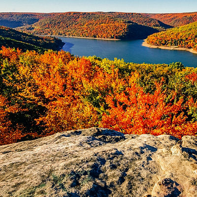 A view of Allegheny Reservoir in Allegheny National Forest 