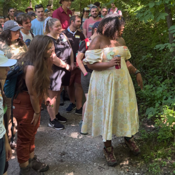  Black Forager Alexis Nikole Nelson educating students in the forest