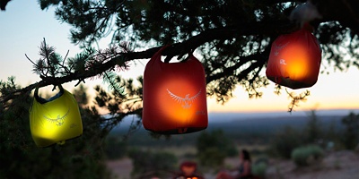 Headlamps inside Osprey drybags equals camp Chinese lanterns.