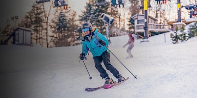 A skier at Snow Trails