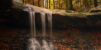 Two tiers of Blue Hen Falls in Cuyahoga Valley National Park
