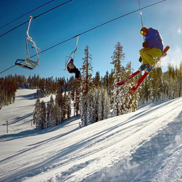 A skier on a Badger Pass ski lift