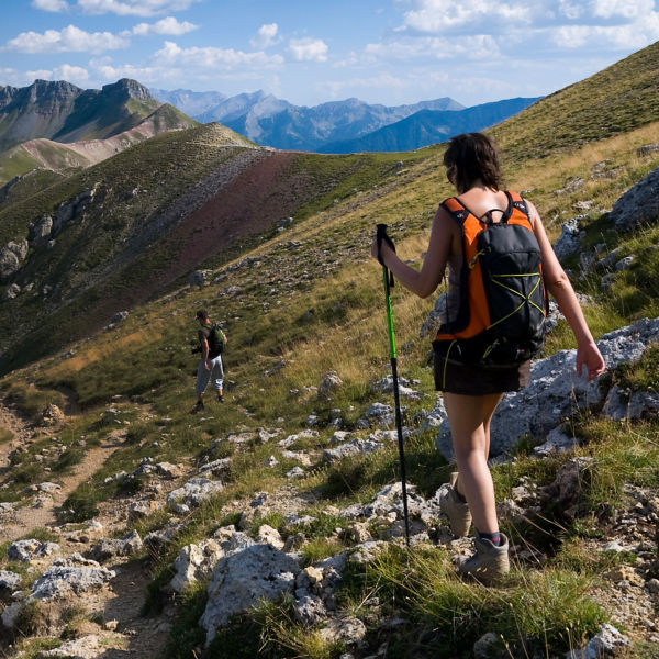Two hikers in the high alpine