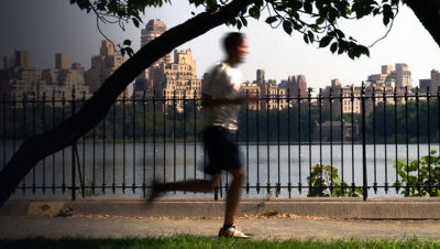 A person jogging in Central Park New York