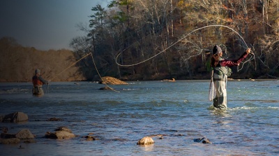 fishermen and women on the Chattahoochee River National Recreation Area section of the Chattahoochee River. 