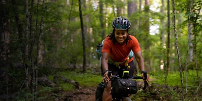  A photo of Devin Cowens cycling