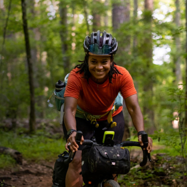  A photo of Devin Cowens cycling