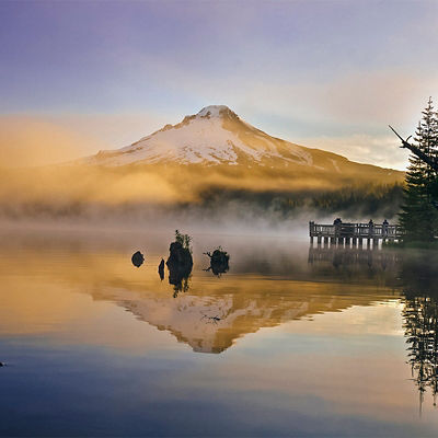 The Mount Hood reflection in Trillium Lake, Mount Hood National Recreation Area